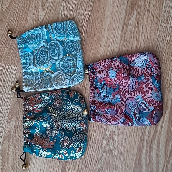 Colorful Brocade Drawstring Pouches - Picture 2 of 3
